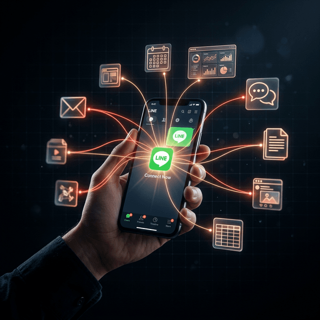 一支手機操控多個服務的 AI 工作流示意圖